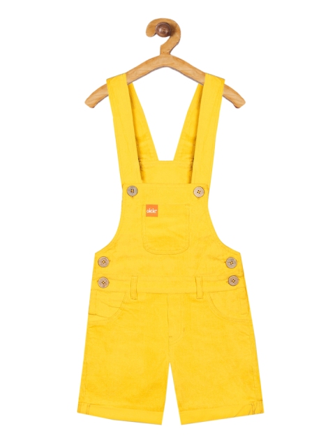 

Olele Boys Yellow Solid Corduroy Cotton Straight-Leg Dungarees