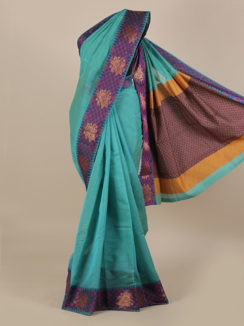 

Pothys Blue Checked Silk Cotton Saree