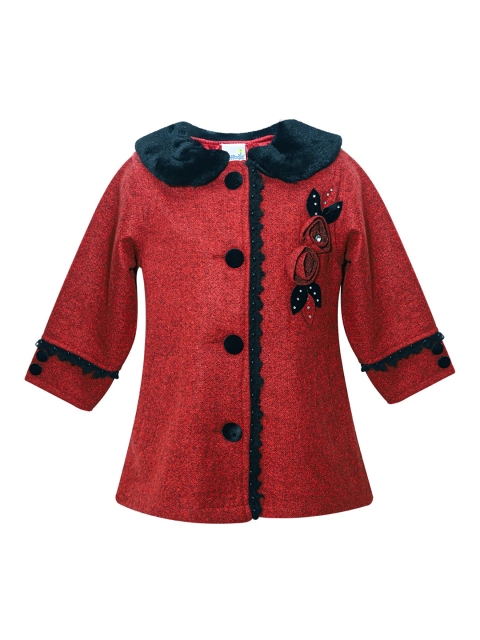 

Daffodils GIRLS WEAR Girls Red & Black Self-Design Overcoat