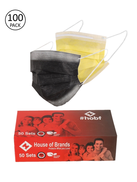 

LONDON FASHION hob Pack Of 100 3-Ply Anti-Pollution Surgical Masks, Black