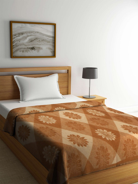 

Raymond Home Brown & Beige Printed 554 GSM Woollen Heavy Winter Single Bed Blanket