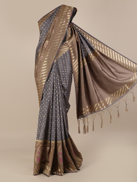 

Pothys Grey Woven Design Jute Silk Saree