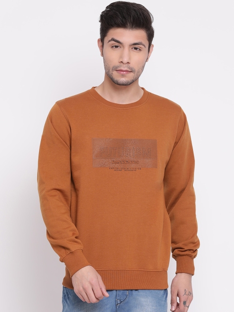 

COBB Men Orange Printed Cotton Sweatshirt