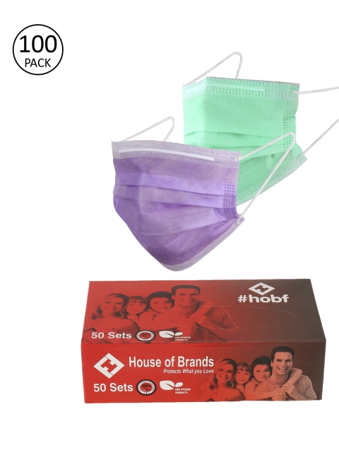 

LONDON FASHION hob Unisex Pack Of 100 3-Ply Surgical Masks, Green