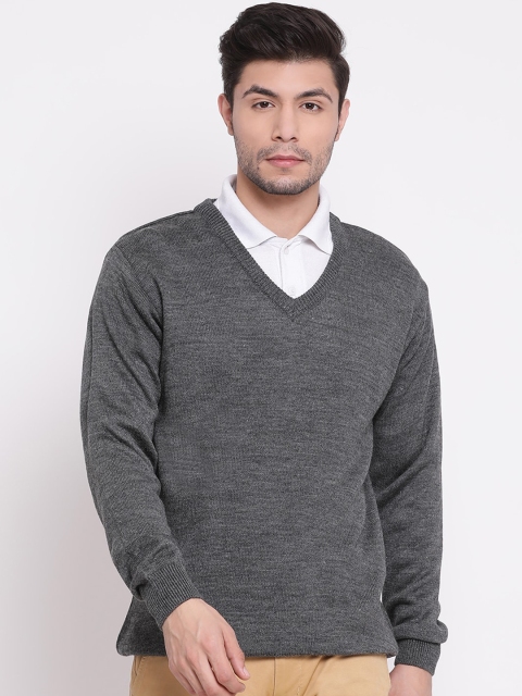 

COBB Men Grey Solid Pullover Sweater