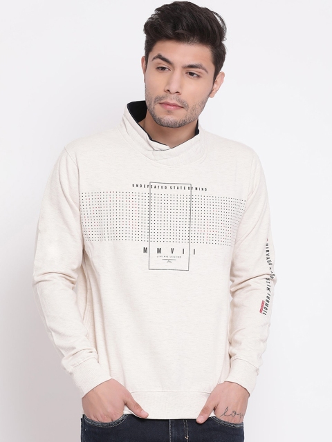 

COBB Men Beige Printed Cotton Sweatshirt