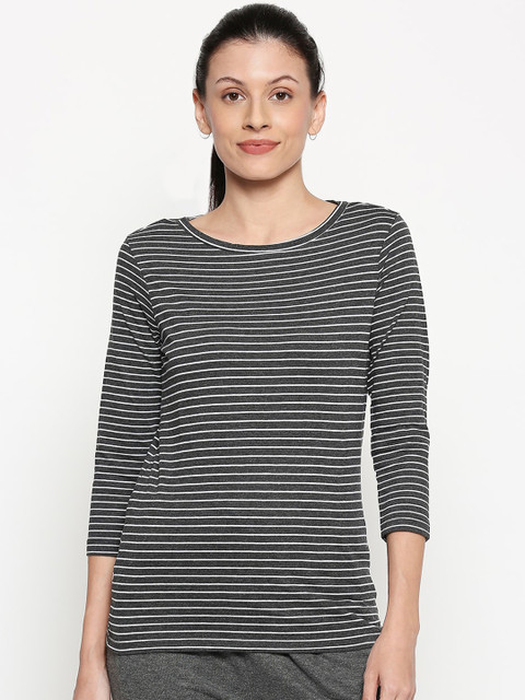 

Dreamz by Pantaloons Women Charcoal Striped Top