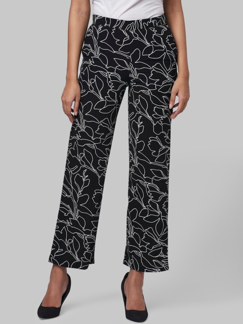 

Park Avenue Woman Black Regular Fit Printed Parallel Trousers