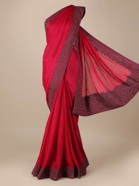 

Pothys Magenta Embellished Poly Georgette Saree