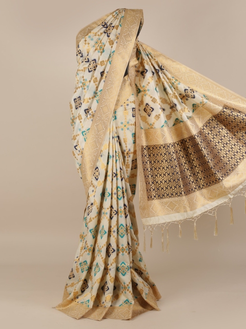 

Pothys Cream-Coloured Woven Design Jute Silk Saree