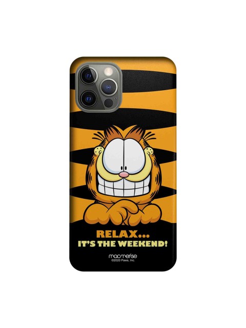 

macmerise Orange & Black Weekend Garfield Printed iPhone 12 pro Back Case