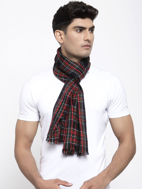 

Calvadoss Men Black & Red Checked Mufflers