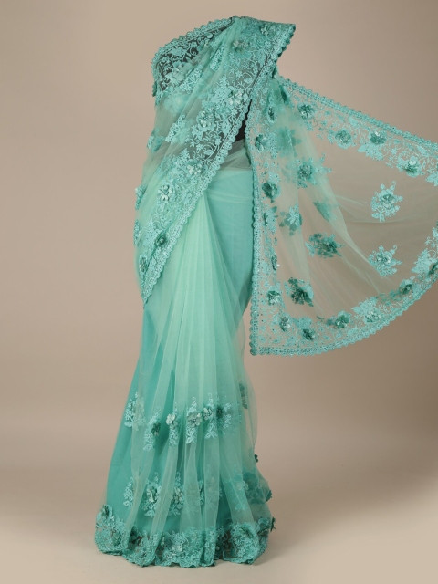 

Pothys Green Embroidered Net Saree