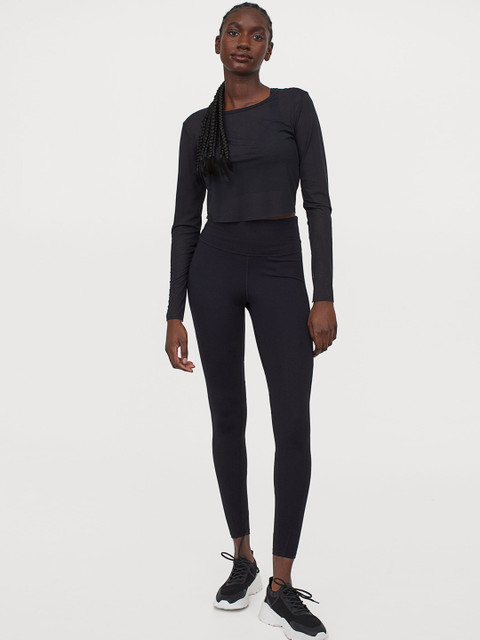 

H&M Women Black Solid High Waist Sports Sustainable Tights