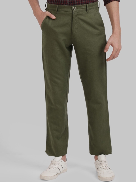 

ColorPlus Men Green Regular Fit Solid Regular Trousers