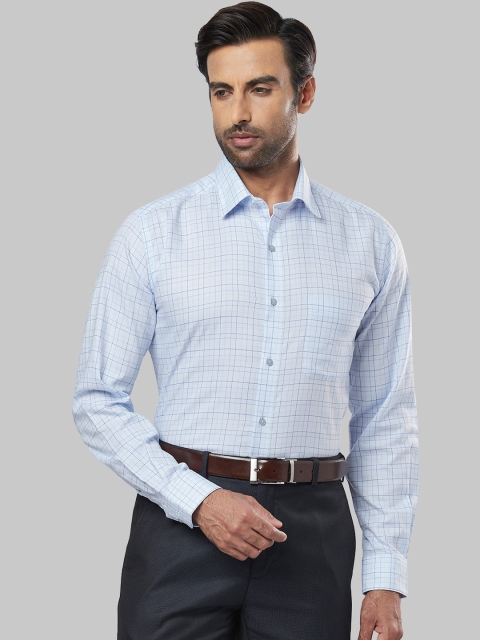 Raymond Men Blue Regular Fit Checked Formal Shirt