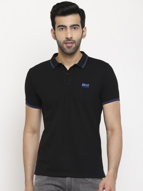 

Pepe Jeans Men Black Solid Polo Collar T-shirt