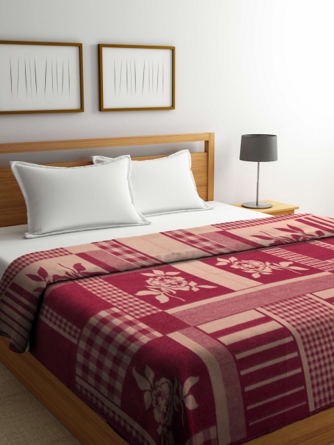 

Raymond Home Red & Beige Floral Heavy Winter 525 GSM Double Bed Woolen Blanket