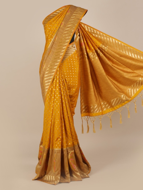 

Pothys Mustard Yellow Woven Design Jute Silk Saree