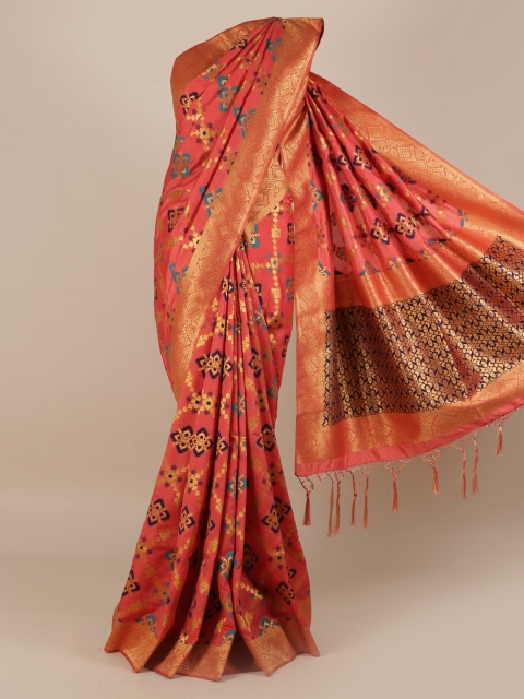 

Pothys Pink Printed Jute Silk Saree