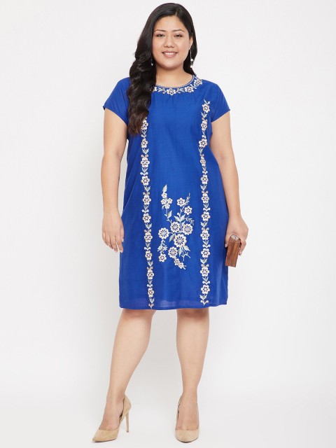

Crease & Clips Women Blue Self Design A-Line Dress