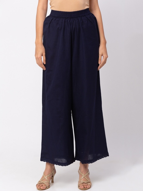 

Globus Women Navy Blue Regular Fit Solid Culottes