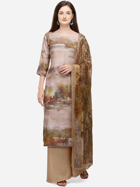 

Stylee LIFESTYLE Women Brown Unstitched Dress Material