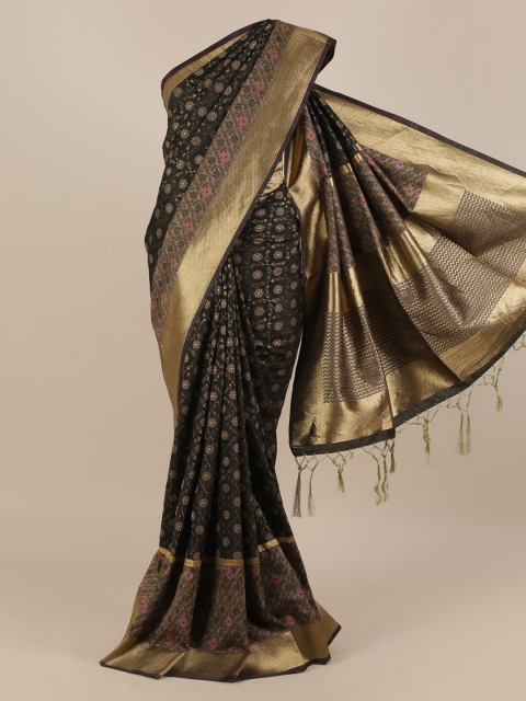 

Pothys Black Woven Design Jute Silk Saree