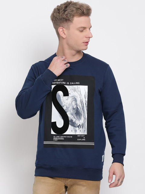 

COBB Men Blue Printed Sweatshirt