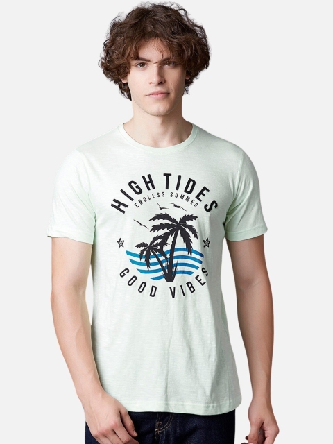 

MARCA Disati Men Green Printed Cotton Round Neck T-shirt