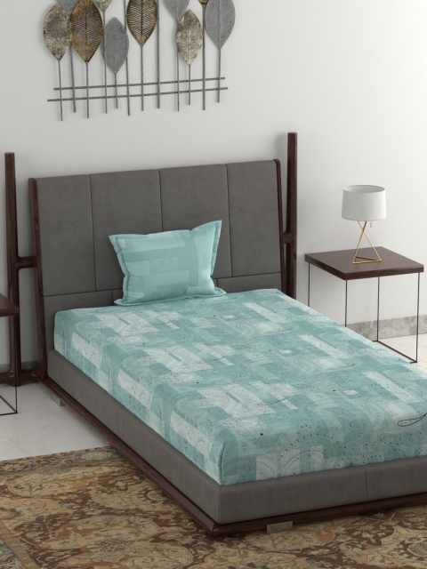 

Trident Blue Abstract Print 100% Cotton Single Bedsheet With Pillow Cover