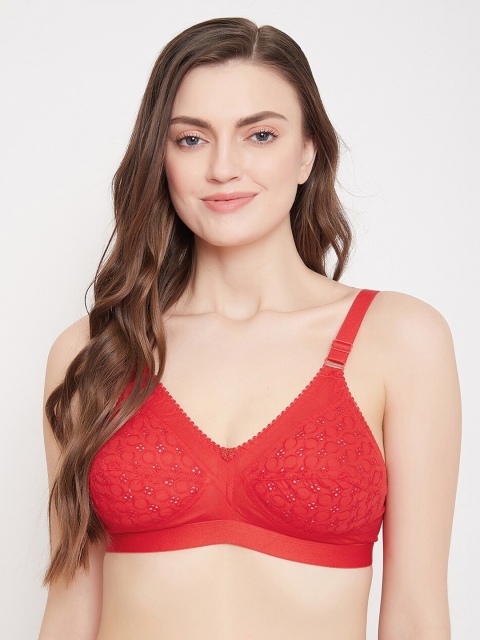 

Klassik Women Red Self Design Non-Wired Non-Padded Everyday Bra KLREDJSK1