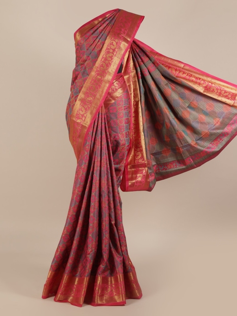 

Pothys Magenta Printed Jute Silk Saree