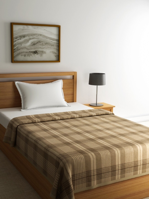 

Raymond Home Beige Coloured & Brown Woolen Heavy Winter Checked 571 GSM Single Blanket