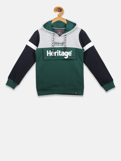 

Monte Carlo Boys Grey & Green Printed Hooded Sweatshirt