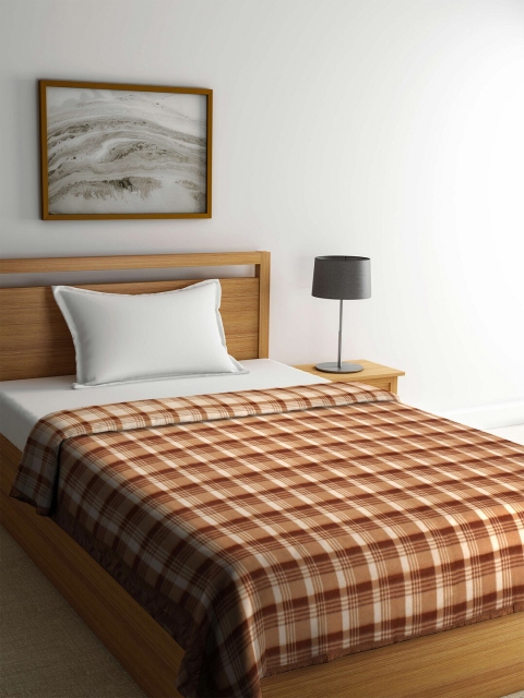 

Raymond Home Brown & Beige Checked 536 GSM Heavy Winter Woolen Single Bed Blanket