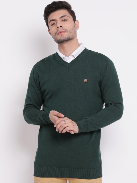 

COBB Men Green Solid Pullover Sweater