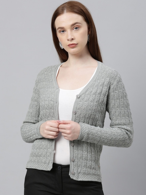 

Park Avenue Woman Women Grey Self-Design Cardigan Sweater