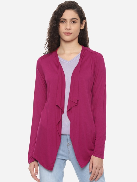

Allen Solly Woman Pink Solid Open-Front Shrug