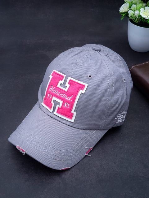 

Golden Peacock Unisex Grey & Pink Embroidered Snapback Cap