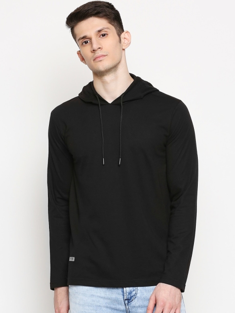 

FiTZ Men Black Solid Hood T-shirt
