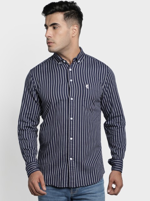 

Red Tape Men Navy Blue Regular Fit Striped Casual Shirt