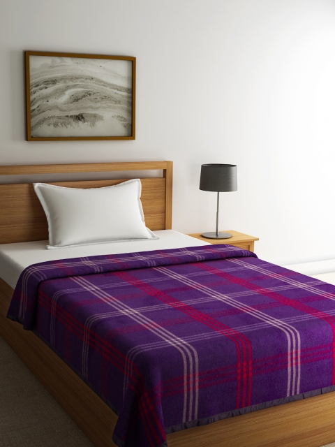 

Raymond Home Purple & Red Checked 544 GSM Heavy Winter Single Bed Woolen Blanket