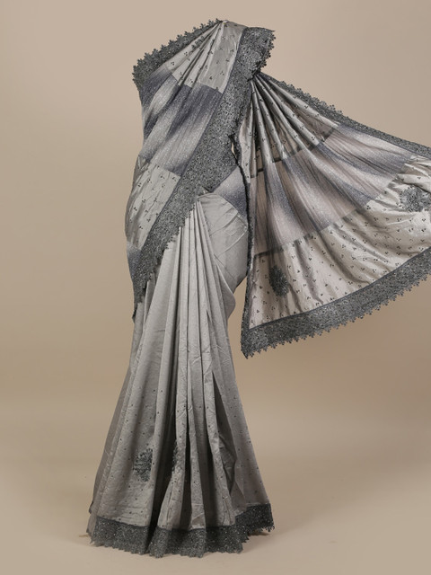 

Pothys Grey Embellished Jute Silk Saree