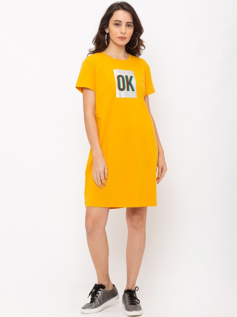 

Globus Women Mustard Printed T-shirt Dress