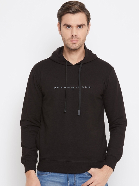 

Okane Men Black Solid Hooded Sweatshirt