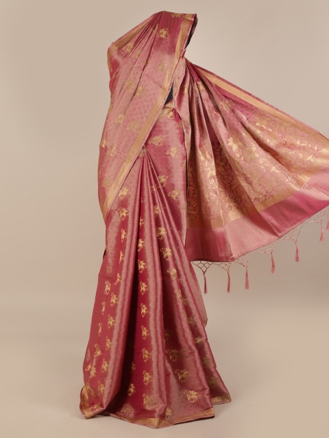 

Pothys Pink Woven Design Jute Silk Saree with Zari Border