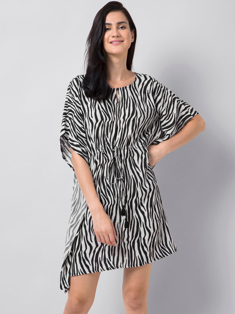 

FabAlley Women Black Printed Cotton Kaftan Dress