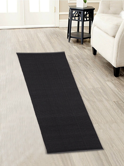 

KLOTTHE Black Solid Anti-Skid Dhurrie
