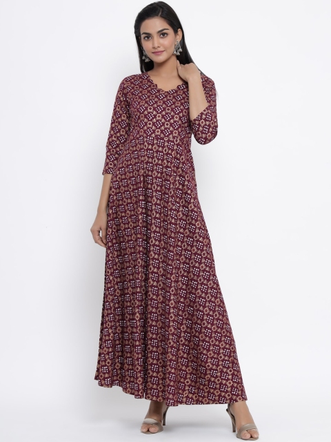 

WomenMagic Women Maroon Printed Anarkali Kurta